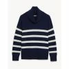 JAEGER Pure Cashmere Striped Cowl Neck Jumper Women White/navy