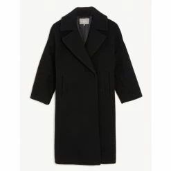 JAEGER Wool Revere Collar Cocoon Coat Women Black