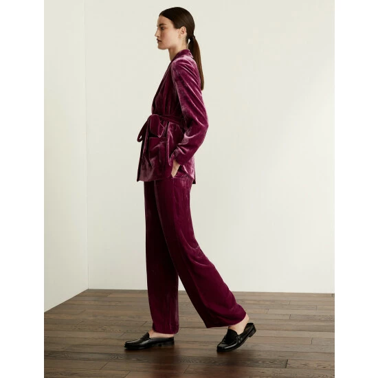 JAEGER Velvet Trousers With Silk Women Pink 8 JAEGER Velvet Trousers With Silk Women Pink - Image 8