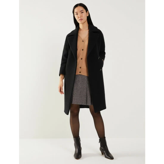 JAEGER Wool Revere Collar Cocoon Coat Women Black 8 JAEGER Wool Revere Collar Cocoon Coat Women Black - Image 8