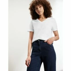 JAEGER Pure Cotton V-Neck T-Shirt Women White -JAEGER Shop unnamed file 246