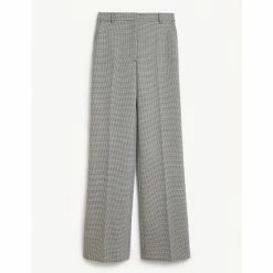 JAEGER Houndstooth Wide Leg Trousers Women Black Mix