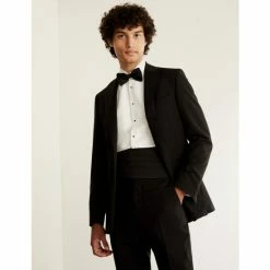 JAEGER Tailored Fit Wool Tuxedo Jacket Men Black -JAEGER Shop unnamed file 266