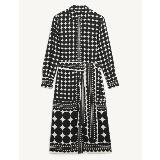 JAEGER Geometric Midi Shirt Dress Women Black/white 1 JAEGER Geometric Midi Shirt Dress Women Black/white