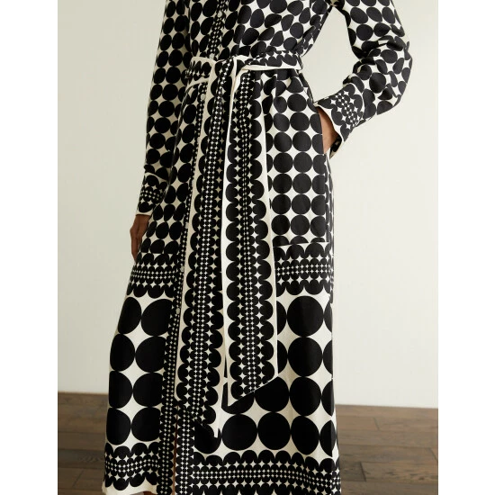 JAEGER Geometric Midi Shirt Dress Women Black/white 4 JAEGER Geometric Midi Shirt Dress Women Black/white - Image 4