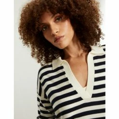 JAEGER Pure Merino Wool Striped Polo Neck Jumper Women Navy/white 10 JAEGER Pure Merino Wool Striped Polo Neck Jumper Women Navy/white -JAEGER Shop unnamed file 277