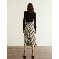 JAEGER Pure Silk Printed Midi A-Line Skirt Women Multi/neutral -JAEGER Shop unnamed file 284