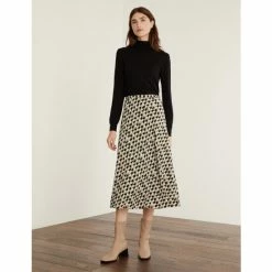 JAEGER Pure Silk Printed Midi A-Line Skirt Women Multi/neutral -JAEGER Shop unnamed file 288