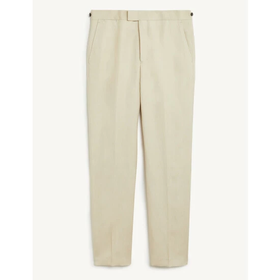 JAEGER Tailored Fit Silk And Linen Trousers Men Stone 1 JAEGER Tailored Fit Silk And Linen Trousers Men Stone