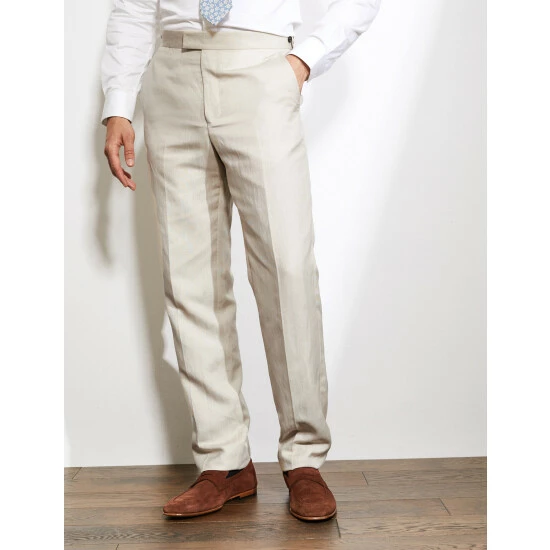 JAEGER Tailored Fit Silk And Linen Trousers Men Stone 7 JAEGER Tailored Fit Silk And Linen Trousers Men Stone - Image 7