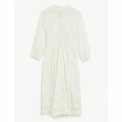 JAEGER Pure Cotton Broderie Midi Waisted Dress Women White