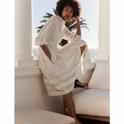 JAEGER Pure Cotton Broderie Midi Waisted Dress Women White 10 JAEGER Pure Cotton Broderie Midi Waisted Dress Women White -JAEGER Shop unnamed file 301