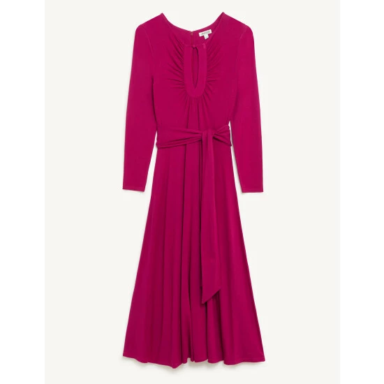 JAEGER Jersey Round Neck Maxi Skater Dress Women Berry 1 JAEGER Jersey Round Neck Maxi Skater Dress Women Berry