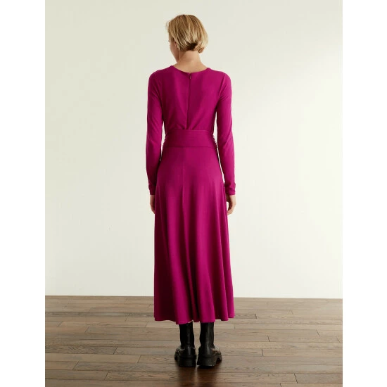 JAEGER Jersey Round Neck Maxi Skater Dress Women Berry 4 JAEGER Jersey Round Neck Maxi Skater Dress Women Berry - Image 4