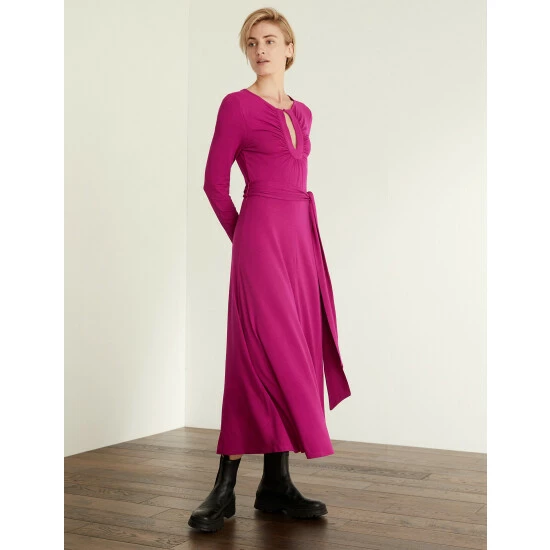 JAEGER Jersey Round Neck Maxi Skater Dress Women Berry 6 JAEGER Jersey Round Neck Maxi Skater Dress Women Berry - Image 6