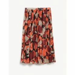 JAEGER Floral Pleated Midaxi Skirt Women Red Mix