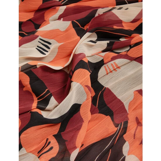 JAEGER Floral Pleated Midaxi Skirt Women Red Mix 5 JAEGER Floral Pleated Midaxi Skirt Women Red Mix - Image 5