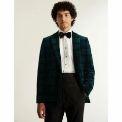 JAEGER Tailored Fit Italian Velvet Checked Jacket Men Navy -JAEGER Shop unnamed file 32