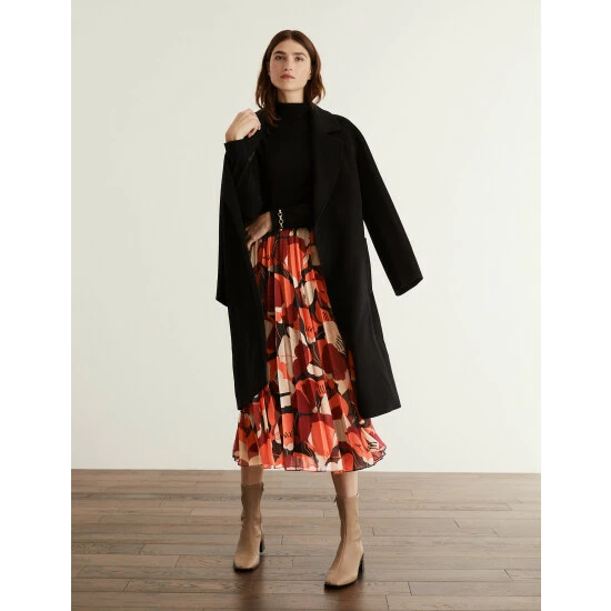JAEGER Floral Pleated Midaxi Skirt Women Red Mix 8 JAEGER Floral Pleated Midaxi Skirt Women Red Mix - Image 8