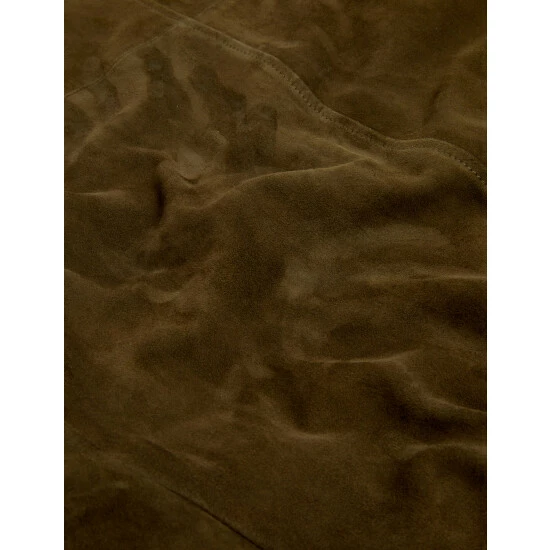 JAEGER Suede Leather Utility Jacket Men Olive 5 JAEGER Suede Leather Utility Jacket Men Olive - Image 5