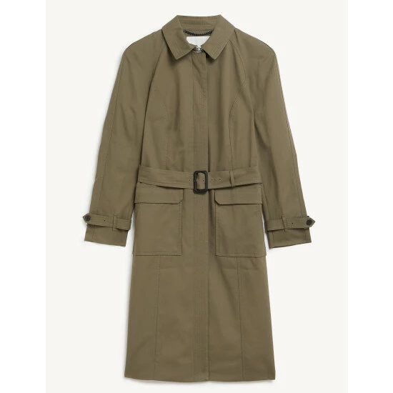 JAEGER Pure Cotton Belted Trench Coat Women Olive 1 JAEGER Pure Cotton Belted Trench Coat Women Olive