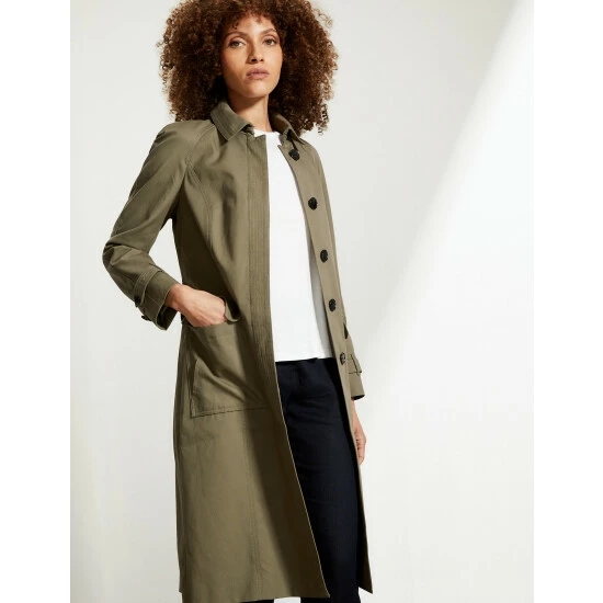 JAEGER Pure Cotton Belted Trench Coat Women Olive 2 JAEGER Pure Cotton Belted Trench Coat Women Olive - Image 2