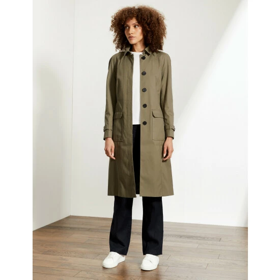 JAEGER Pure Cotton Belted Trench Coat Women Olive 3 JAEGER Pure Cotton Belted Trench Coat Women Olive - Image 3