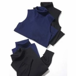 JAEGER Pure Cashmere Roll Neck Sleeveless Jumper Women Navy -JAEGER Shop unnamed file 356