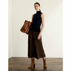 JAEGER Pure Cashmere Roll Neck Sleeveless Jumper Women Navy -JAEGER Shop unnamed file 359