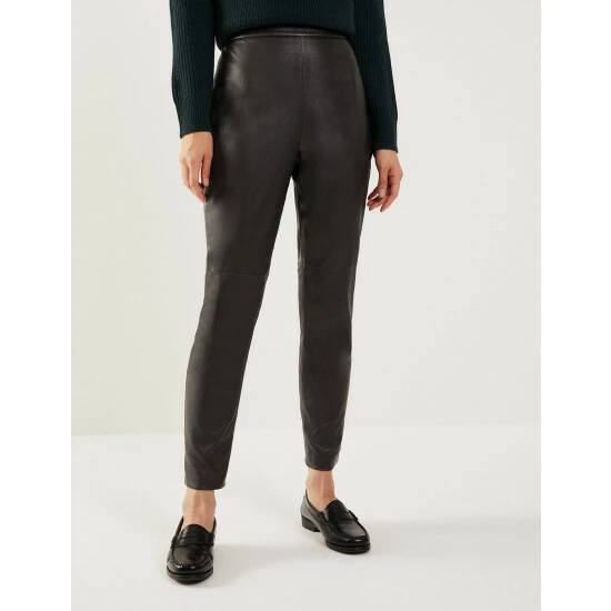 JAEGER Leather Skinny Trousers Women Brown 4 JAEGER Leather Skinny Trousers Women Brown - Image 4