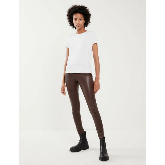 JAEGER Leather Skinny Trousers Women Brown 8 JAEGER Leather Skinny Trousers Women Brown - Image 8
