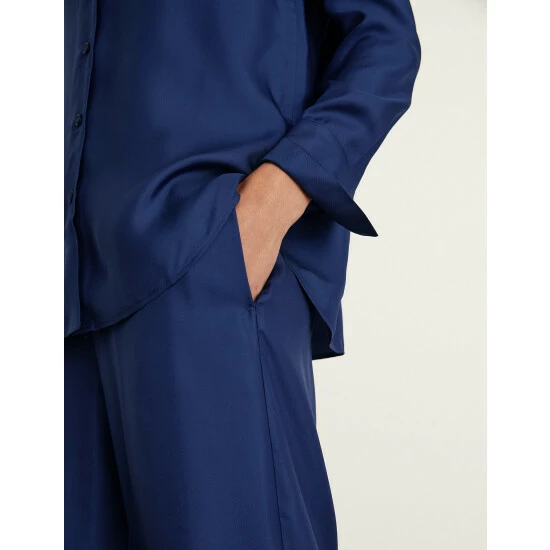 JAEGER Pure Silk Wide Leg Trousers Women Ink 2 JAEGER Pure Silk Wide Leg Trousers Women Ink - Image 2