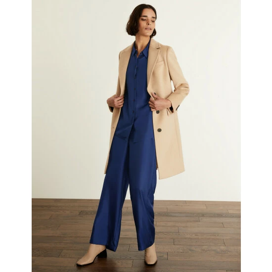 JAEGER Pure Silk Wide Leg Trousers Women Ink 4 JAEGER Pure Silk Wide Leg Trousers Women Ink - Image 4