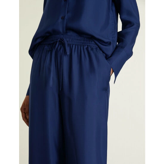 JAEGER Pure Silk Wide Leg Trousers Women Ink 7 JAEGER Pure Silk Wide Leg Trousers Women Ink - Image 7