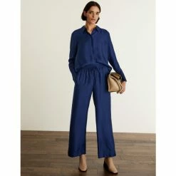 JAEGER Pure Silk Wide Leg Trousers Women Ink 17 JAEGER Pure Silk Wide Leg Trousers Women Ink -JAEGER Shop unnamed file 377