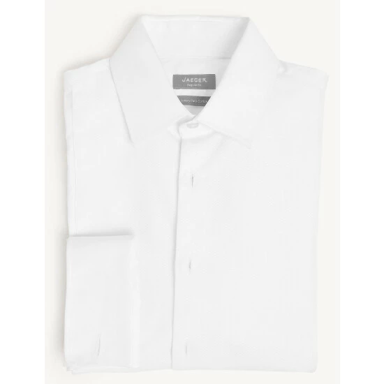 JAEGER Regular Fit Cotton Marcella Bib Front Dress Shirt Men White 1 JAEGER Regular Fit Cotton Marcella Bib Front Dress Shirt Men White