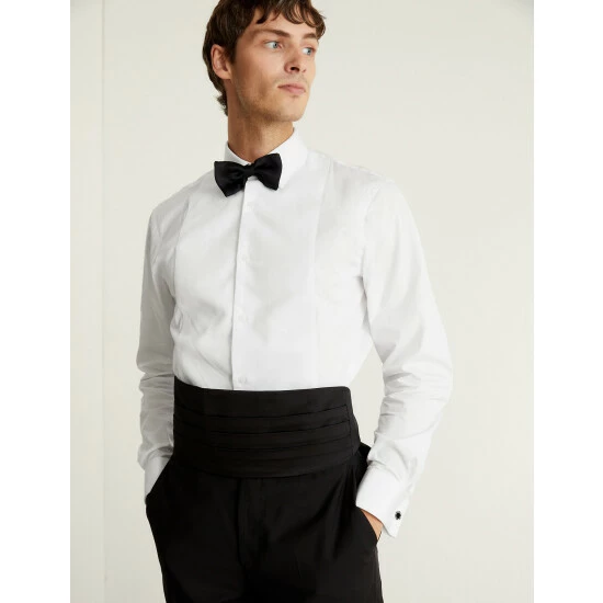 JAEGER Regular Fit Cotton Marcella Bib Front Dress Shirt Men White 2 JAEGER Regular Fit Cotton Marcella Bib Front Dress Shirt Men White - Image 2