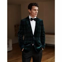 JAEGER Tailored Fit Italian Velvet Checked Jacket Men Navy -JAEGER Shop unnamed file 38