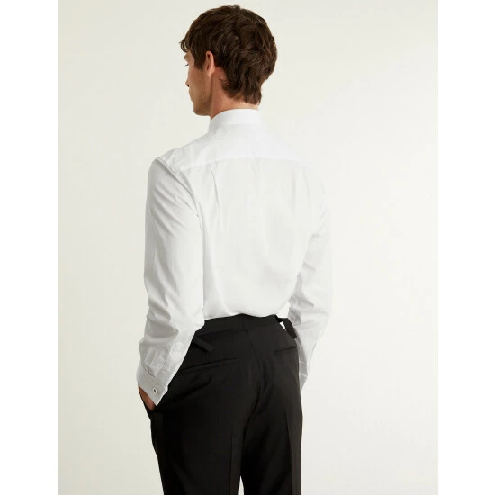 JAEGER Regular Fit Cotton Marcella Bib Front Dress Shirt Men White 5 JAEGER Regular Fit Cotton Marcella Bib Front Dress Shirt Men White - Image 5