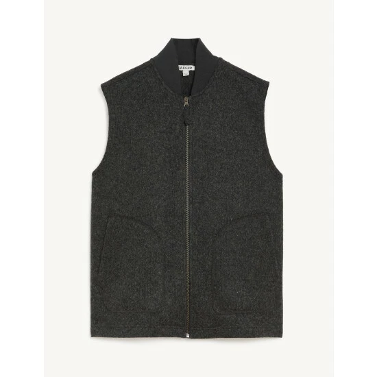 JAEGER Italian Wool Blend Fleece Gilet Men Charcoal 1 JAEGER Italian Wool Blend Fleece Gilet Men Charcoal
