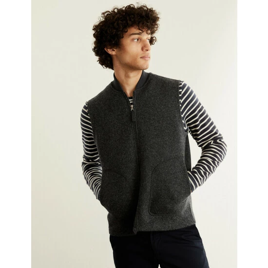 JAEGER Italian Wool Blend Fleece Gilet Men Charcoal 3 JAEGER Italian Wool Blend Fleece Gilet Men Charcoal - Image 3