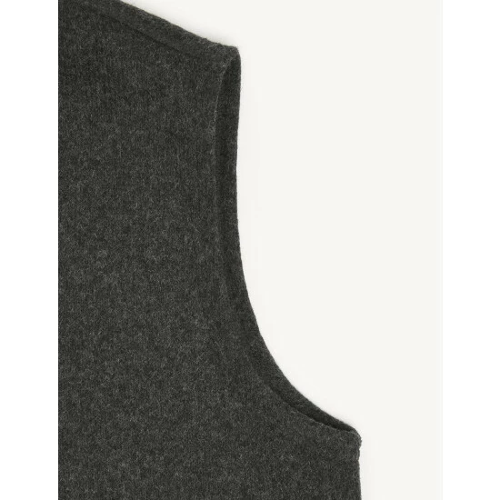 JAEGER Italian Wool Blend Fleece Gilet Men Charcoal 6 JAEGER Italian Wool Blend Fleece Gilet Men Charcoal - Image 6