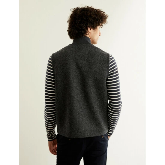 JAEGER Italian Wool Blend Fleece Gilet Men Charcoal 8 JAEGER Italian Wool Blend Fleece Gilet Men Charcoal - Image 8