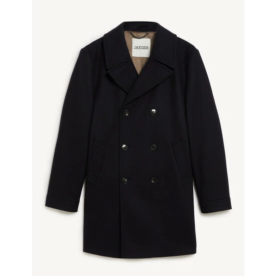 JAEGER Italian Wool Rich Peacoat Men Medium Navy 1 JAEGER Italian Wool Rich Peacoat Men Medium Navy