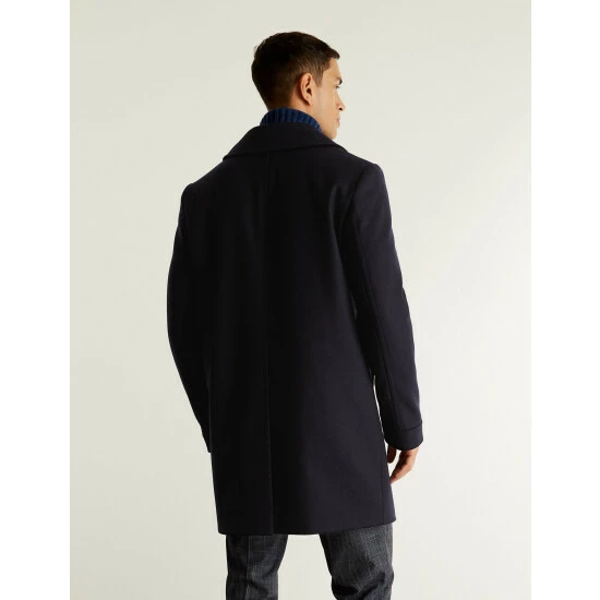 JAEGER Italian Wool Rich Peacoat Men Medium Navy 4 JAEGER Italian Wool Rich Peacoat Men Medium Navy - Image 4