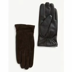 JAEGER Leather Touchscreen Gloves With Cashmere And Wool Lining Men Black -JAEGER Shop unnamed file 41