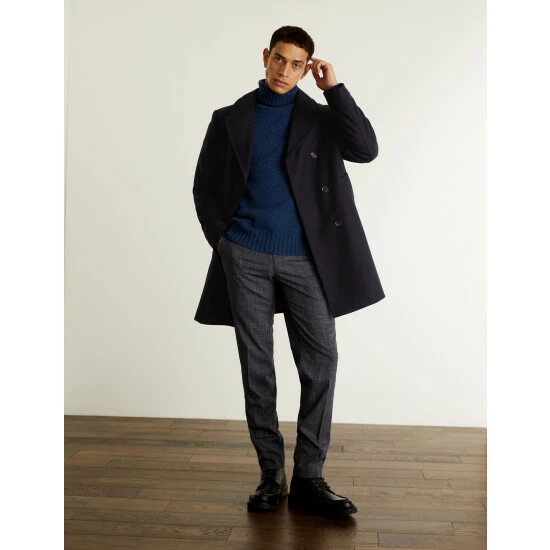 JAEGER Italian Wool Rich Peacoat Men Medium Navy 8 JAEGER Italian Wool Rich Peacoat Men Medium Navy - Image 8