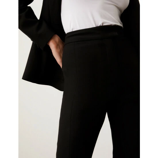 JAEGER Split Hem Straight Leg Trousers Women Black 2 JAEGER Split Hem Straight Leg Trousers Women Black - Image 2