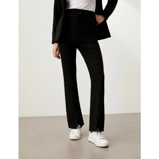 JAEGER Split Hem Straight Leg Trousers Women Black 4 JAEGER Split Hem Straight Leg Trousers Women Black - Image 4