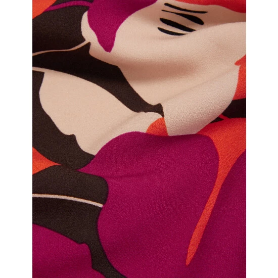 JAEGER Floral Round Neck Mini Shift Dress Women Red Mix 5 JAEGER Floral Round Neck Mini Shift Dress Women Red Mix - Image 5